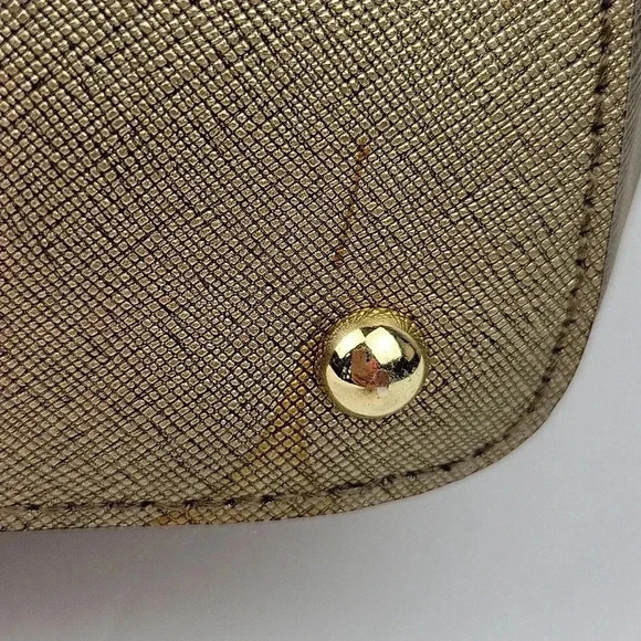 Calvin Klein Saffiano Tote Gold w/ Gold tone Chain Detail - Picture 15 of 16